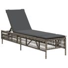 vidaXL Sun Lounger with Cushion Gray Poly Rattan