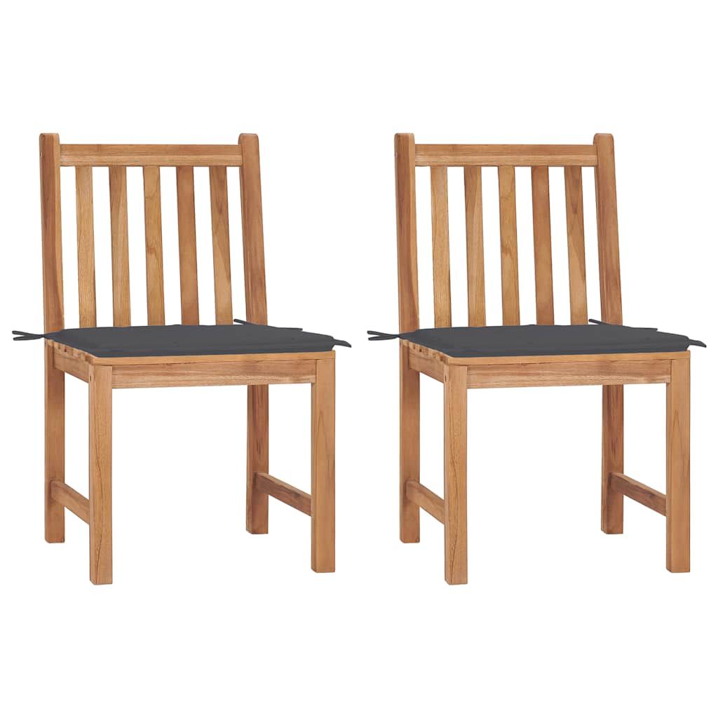 vidaXL Patio Chairs 2 pcs with Cushions Solid Teak Wood