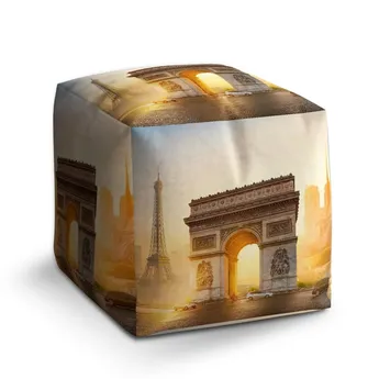 Sablio Taburet Cube Paříž Vítězný oblouk - 50x50x50 cm
