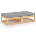 vidaXL Garden Footstools with Cushions 2 pcs Solid Pinewood