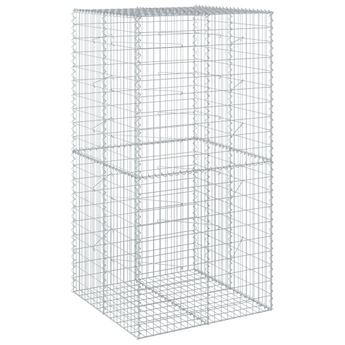 vidaXL Gabion Basket with Cover 39.4"x39.4"x78.7" Galvanized Iron