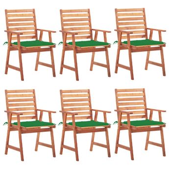 vidaXL Outdoor Dining Chairs 6 pcs with Cushions Solid Acacia Wood