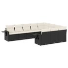 vidaXL 10 Piece Garden Sofa Set with Cushions Black Poly Rattan