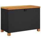 vidaXL Patio Storage Box Black 31.5"x15.7"x18.9" Poly Rattan Acacia Wood