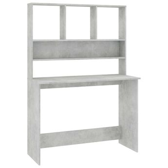 vidaXL Desk with Shelves Concrete Gray 43.3"x17.7"x61.8" Engineered Wood