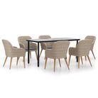 vidaXL 7 Piece Patio Dining Set with Cushions Brown