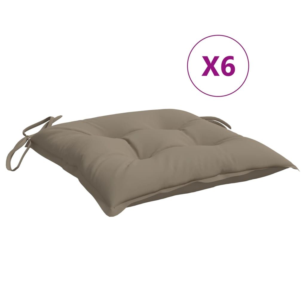 vidaXL Chair Cushions 6 pcs Taupe 40x40x7 cm Oxford Fabric