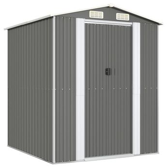 vidaXL Garden Shed Light Grey 192x191x223 cm Galvanised Steel