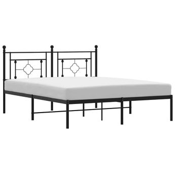 vidaXL Metal Bed Frame without Mattress with Headboard Black 150x200cm