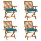 vidaXL Folding Garden Chairs with Cushions 4 pcs Solid Teak Wood