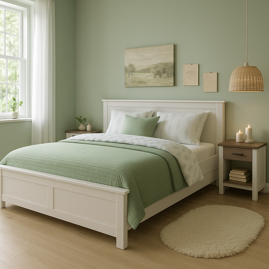 A modern bedroom with a touch of nature
