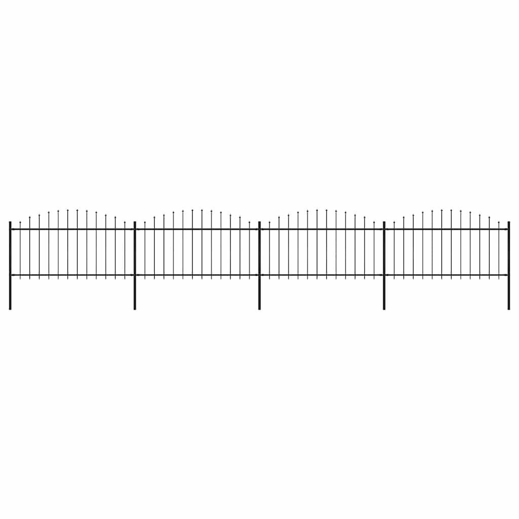 vidaXL Garden Fence with Spear Top Steel 714.5x150 cm Black