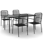vidaXL 5 Piece Garden Dining Set Black Cotton Rope and Steel