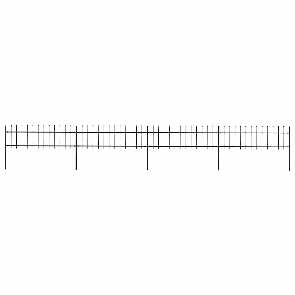vidaXL Garden Fence with Spear Top Steel 714.5x60 cm Black