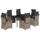 vidaXL 7 Piece Garden Dining Set with Cushions Grey Poly Rattan