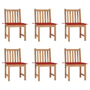 vidaXL Patio Chairs 6 pcs with Cushions Solid Teak Wood