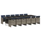 vidaXL 13 Piece Garden Dining Set with Cushions Grey Poly Rattan