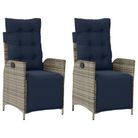 vidaXL Reclining Garden Chairs 2 pcs with Footrest Grey Poly Rattan