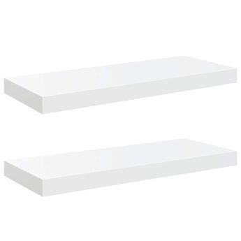 vidaXL Floating Wall Shelves 2 pcs High Gloss White 23.6"x9.3"x1.5" MDF