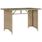 vidaXL Patio Table with Glass Top Beige 43.3"x26.8"x27.6" Poly Rattan
