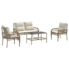 vidaXL 4 Piece Patio Sofa Set with Cushions Beige Poly Rattan