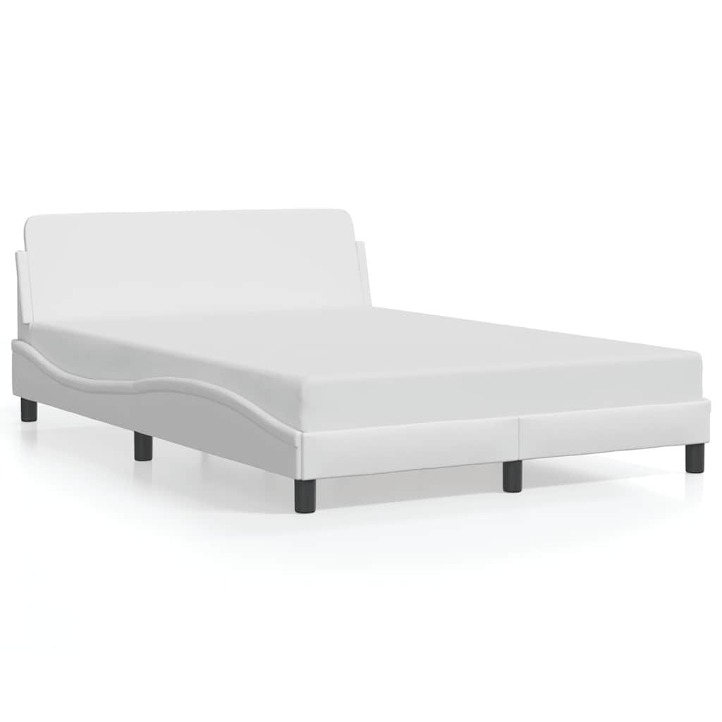 vidaXL Bed Frame "Dover" White 53.9"x74.8" Faux Leather