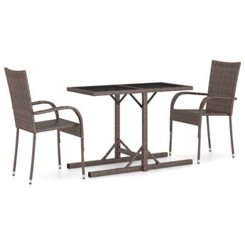 vidaXL 3 Piece Patio Dining Set Brown