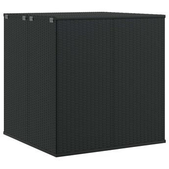 vidaXL Garden Cushion Box PE Rattan 100x97.5x104 cm Black