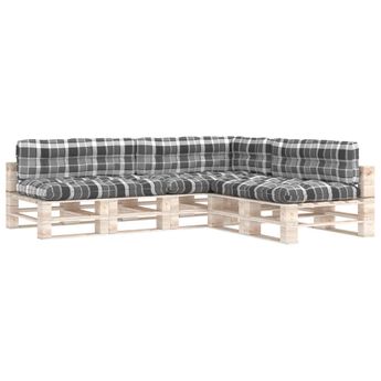 vidaXL Pallet Sofa Cushions 7 pcs Grey Check Pattern