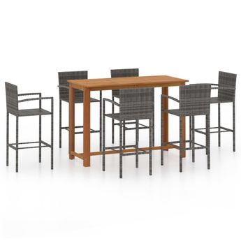 vidaXL 7 Piece Patio Bar Set Gray