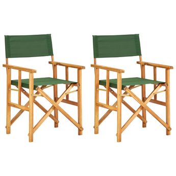vidaXL Director's Chairs 2 pcs Solid Acacia Wood Green