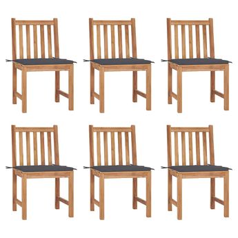 vidaXL Patio Chairs 6 pcs with Cushions Solid Teak Wood
