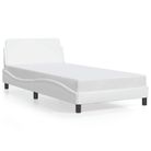 vidaXL Bed Frame "Dover" White 39.4"x74.8" Faux Leather