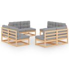 vidaXL 8 Piece Garden Lounge Set with Cushions Solid Wood Pine