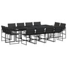 vidaXL 13 Piece Patio Dining Set with Cushions Black Textilene