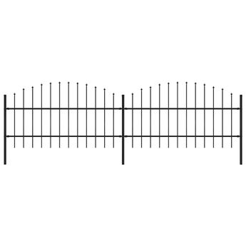 vidaXL Garden Fence with Spear Top Steel 359x100 cm Black
