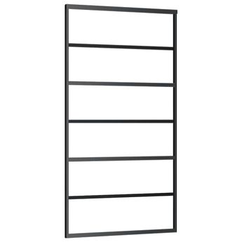 vidaXL Sliding Door ESG Glass and Aluminum 40.2"x80.7" Black