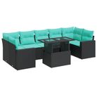 vidaXL 8 Piece Garden Sofa Set with Cushions Black Poly Rattan Acacia