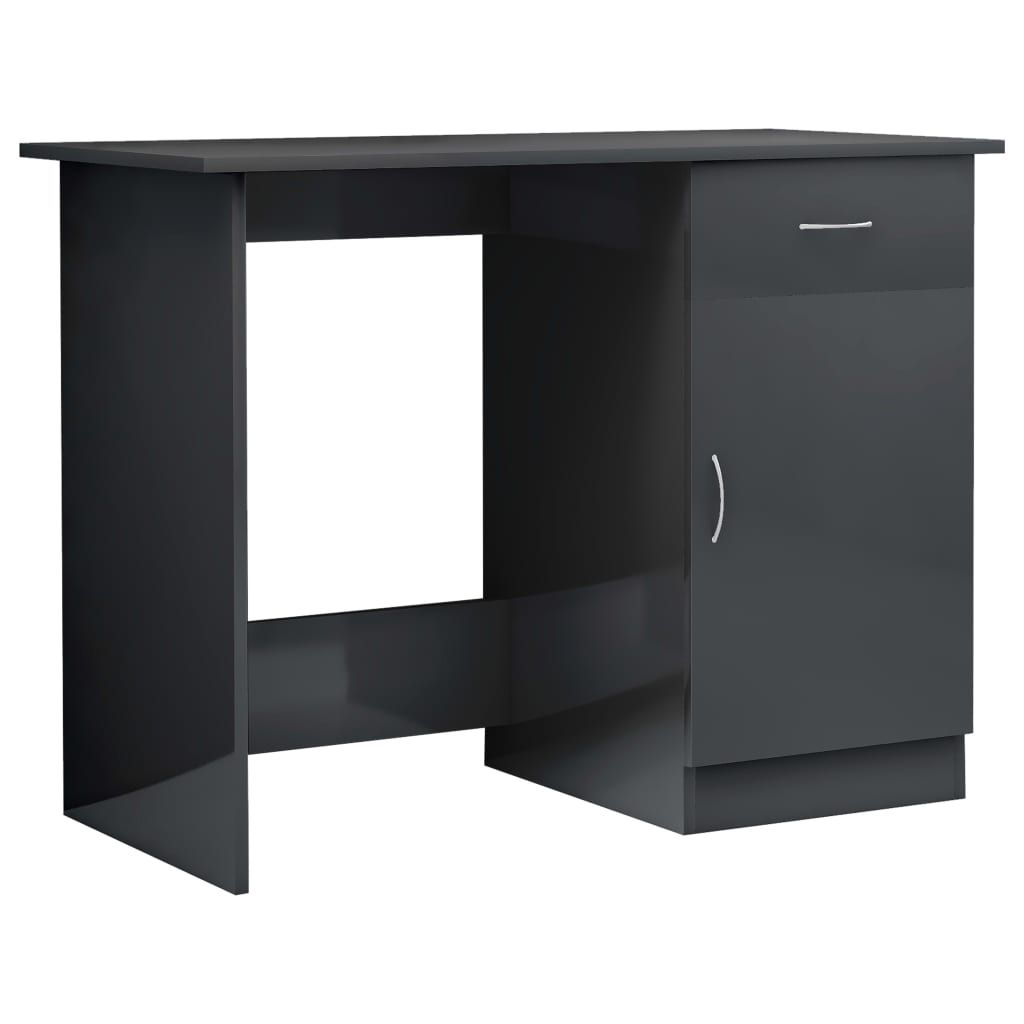 vidaXL Desk High Gloss Gray 39.4" x 19.7" x 29.9" Engineered Wood