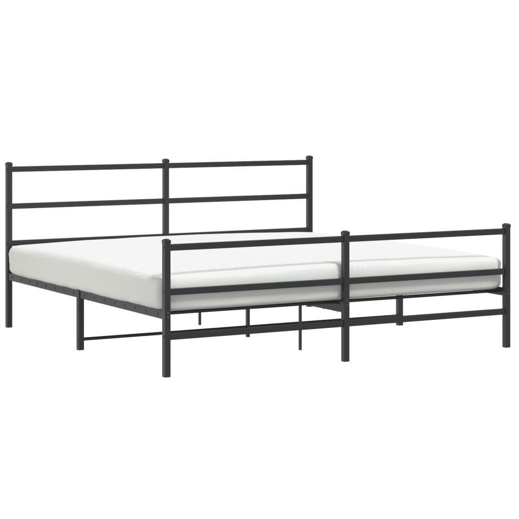 vidaXL Metal Bed Frame without Mattress with FootboardÂ Black 76"x79.9"