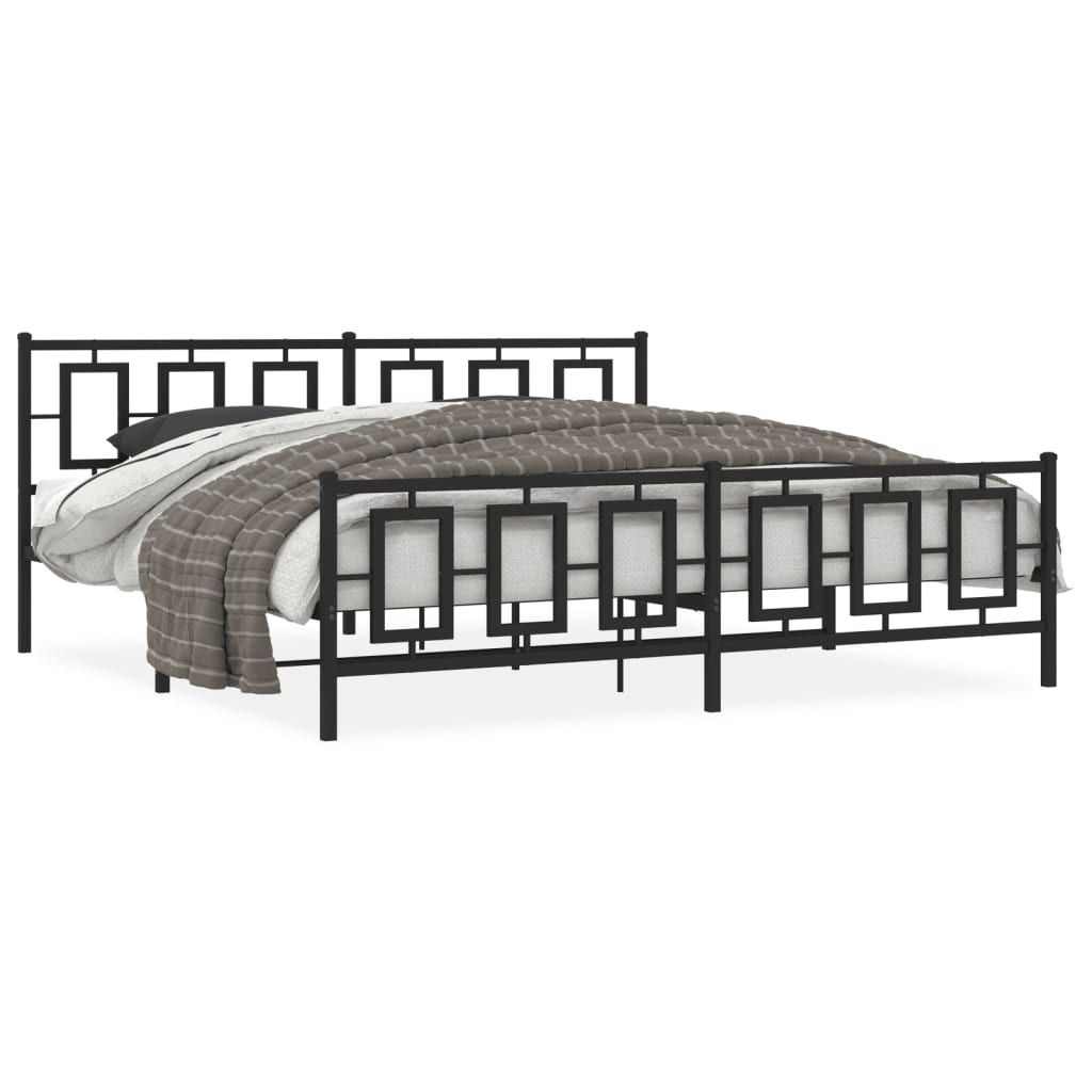 vidaXL Metal Bed Frame without Mattress with Footboard Black 76"x79.9"