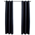 vidaXL Blackout Curtains with Rings 2 pcs Black 37"x95" Fabric