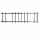 vidaXL Garden Fence with Hoop Top Steel 359x100 cm Black