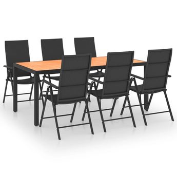 vidaXL 7 Piece Garden Dining Set Black and Brown