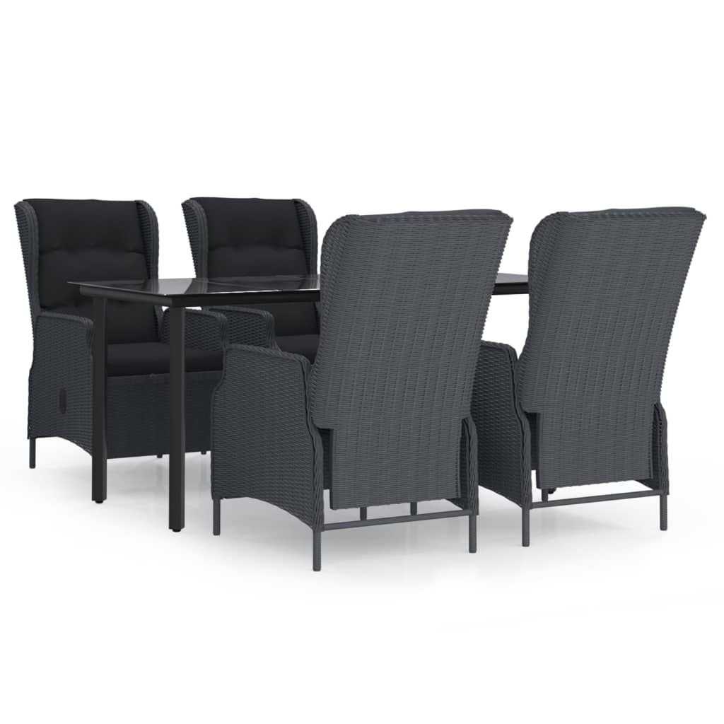 vidaXL 5 Piece Patio Dining Set Dark Gray Poly Rattan
