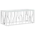 vidaXL Coffee Table 43.3"x17.7"x17.7" Stainless Steel and Glass