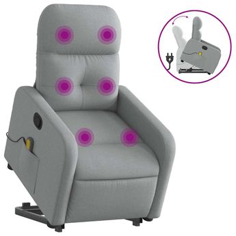 vidaXL Stand up Massage Recliner Chair Light Gray Fabric