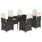 vidaXL 7 Piece Garden Dining Set with Cushions Black Poly Rattan