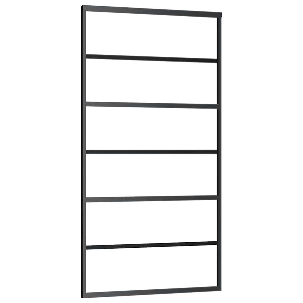 vidaXL Sliding Door ESG Glass and Aluminum 40.2"x80.7" Black