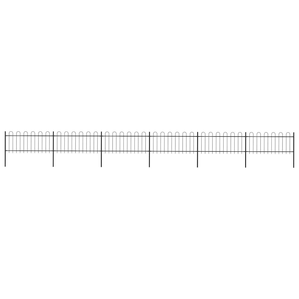 vidaXL Garden Fence with Hoop Top Steel 1070x80 cm Black